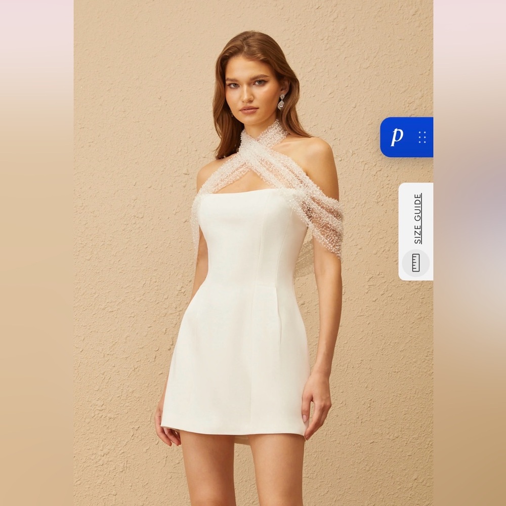Miss Rosier Ulla White Cross Over Bodycon Mini Dress Size Medium